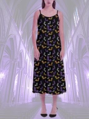 Bats Spaghetti Strap Maxi Dress With Pockets 